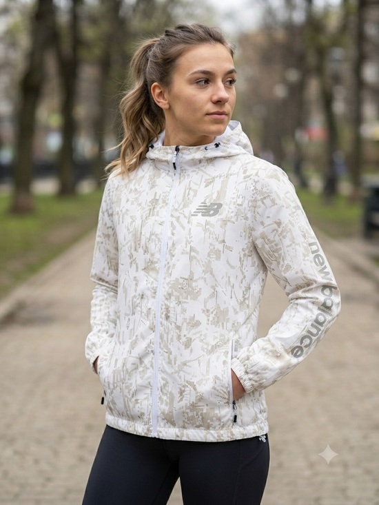 New Balance Jackets & Blazers - MSRP $99 NWT New Balance White Patterned Water-Resistant Windbreaker – Size M